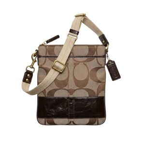 Vintage Coach 41644 Brown Signature Canvas Heritage Stripe Swingpack Crossbody